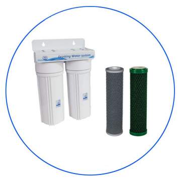 Φίλτρο Κάτω Πάγκου 10″ Διπλό Υψηλής Πίεσης Home Solution Aqua Pure -με φίλτρα FCCBL-P και FCCBL-G 10" της Aqua Filter Aqua Pure 
