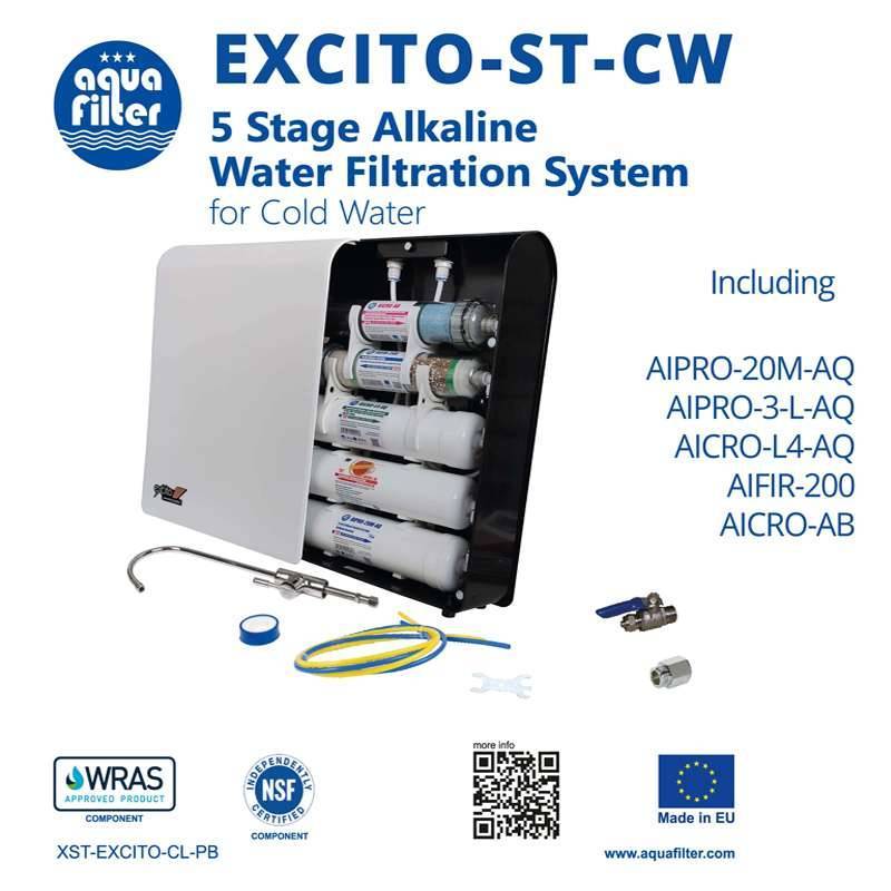 Aqua Filter's Excito-ST-CW Alkaline 5-Stage Undercounter System Aqua Filter - 1