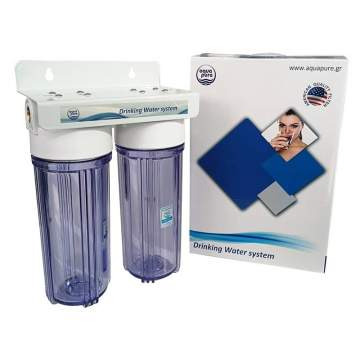Central Supply Filter Case Double 10" APTWIN-CL34 With 3/4" Inlet/Outlet By Aqua Pure Aqua Pure - 1